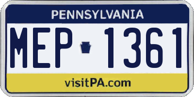 PA license plate MEP1361