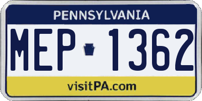PA license plate MEP1362