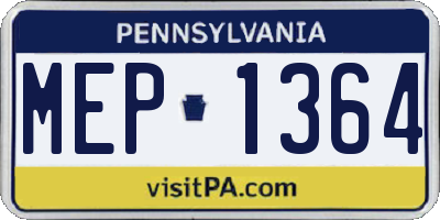 PA license plate MEP1364