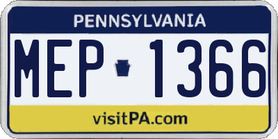 PA license plate MEP1366