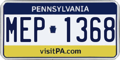 PA license plate MEP1368