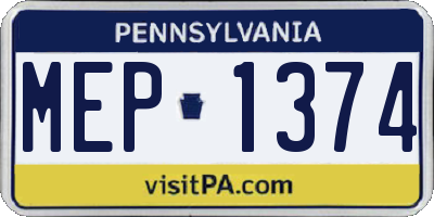 PA license plate MEP1374