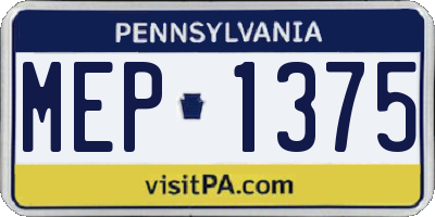 PA license plate MEP1375