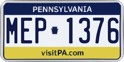 PA license plate MEP1376