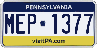 PA license plate MEP1377
