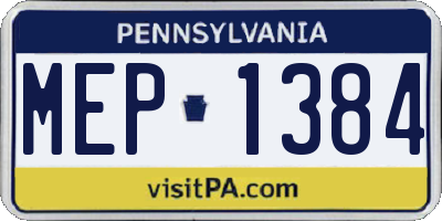 PA license plate MEP1384