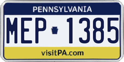 PA license plate MEP1385
