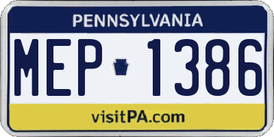 PA license plate MEP1386