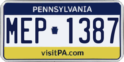 PA license plate MEP1387