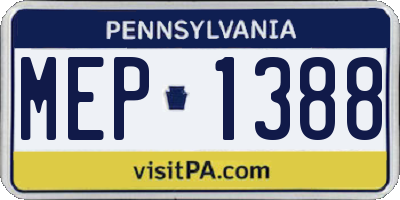PA license plate MEP1388