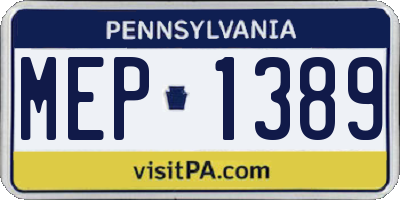 PA license plate MEP1389