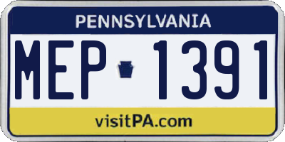 PA license plate MEP1391