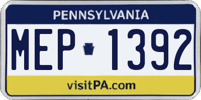 PA license plate MEP1392