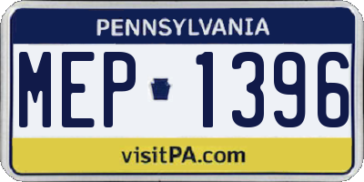 PA license plate MEP1396