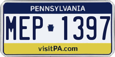 PA license plate MEP1397