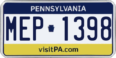 PA license plate MEP1398