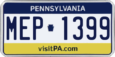 PA license plate MEP1399