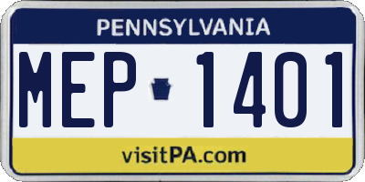 PA license plate MEP1401