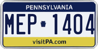 PA license plate MEP1404