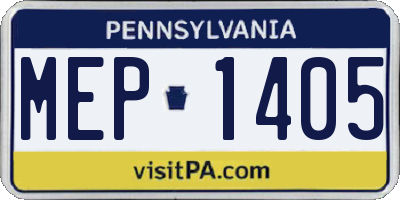 PA license plate MEP1405