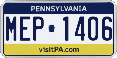 PA license plate MEP1406