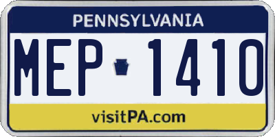 PA license plate MEP1410