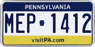 PA license plate MEP1412