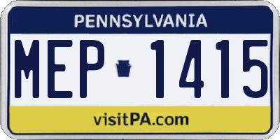 PA license plate MEP1415