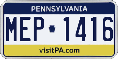 PA license plate MEP1416