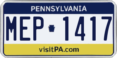 PA license plate MEP1417