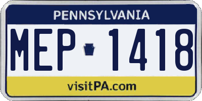 PA license plate MEP1418