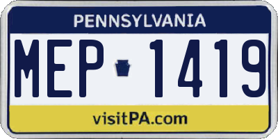 PA license plate MEP1419