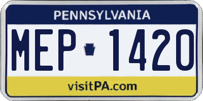 PA license plate MEP1420