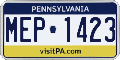 PA license plate MEP1423