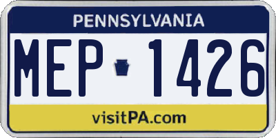 PA license plate MEP1426