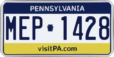 PA license plate MEP1428