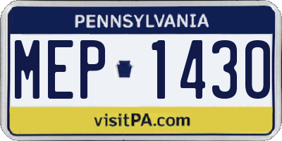 PA license plate MEP1430