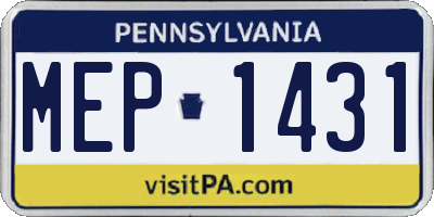 PA license plate MEP1431