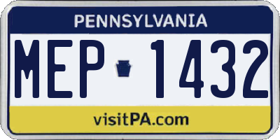 PA license plate MEP1432