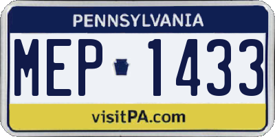 PA license plate MEP1433