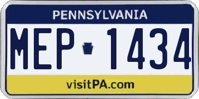 PA license plate MEP1434