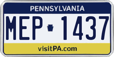 PA license plate MEP1437