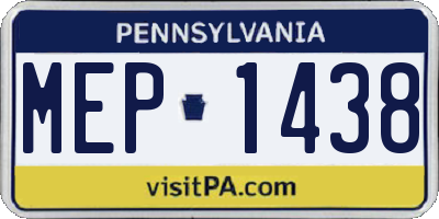 PA license plate MEP1438