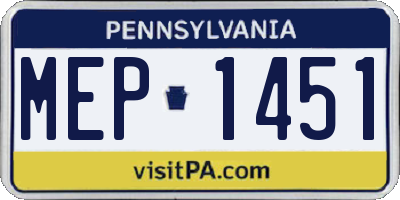 PA license plate MEP1451