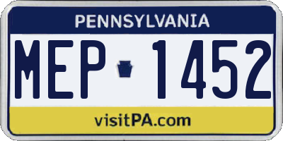 PA license plate MEP1452