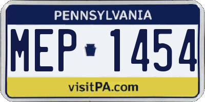 PA license plate MEP1454