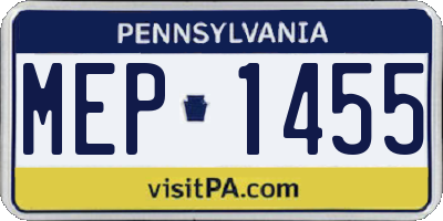 PA license plate MEP1455