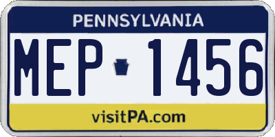 PA license plate MEP1456