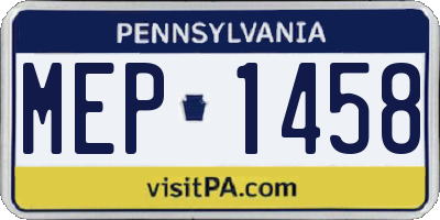PA license plate MEP1458