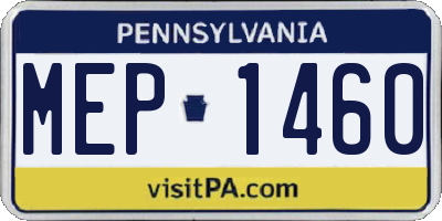 PA license plate MEP1460